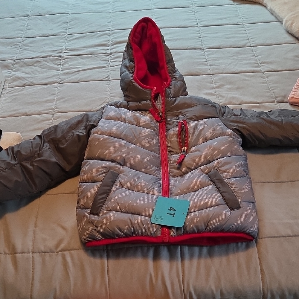 Kids Gray and Red Hooded Jacket
